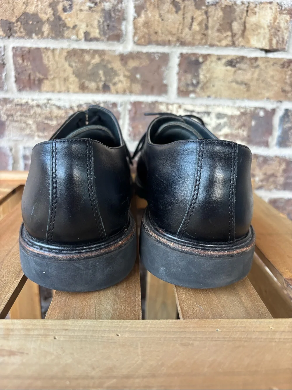 Mephisto Men’s Black Leather Cap Toe Lace-Up Dress Shoes Size 12